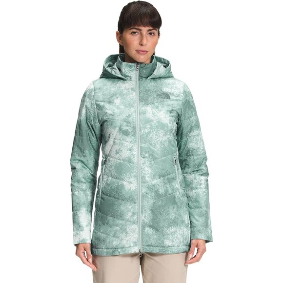 The North Face Women Green Hooded Tamburello Printed Parka Jacket SALE Sz S $159 - Picture 1 of 5